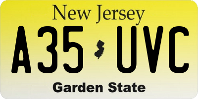 NJ license plate A35UVC