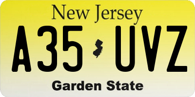 NJ license plate A35UVZ