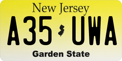 NJ license plate A35UWA