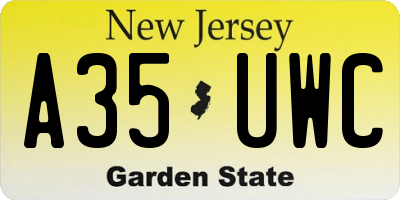 NJ license plate A35UWC