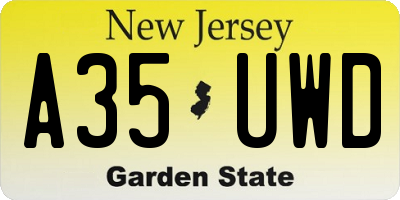 NJ license plate A35UWD