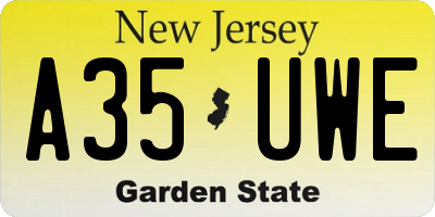 NJ license plate A35UWE