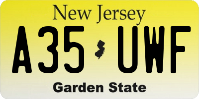 NJ license plate A35UWF