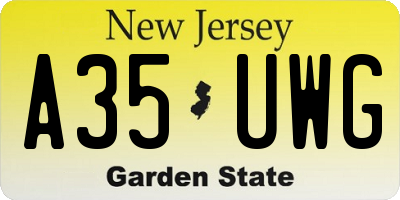 NJ license plate A35UWG