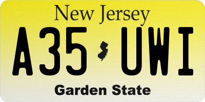 NJ license plate A35UWI