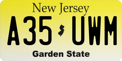 NJ license plate A35UWM