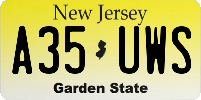 NJ license plate A35UWS