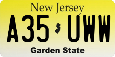 NJ license plate A35UWW