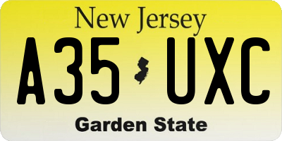 NJ license plate A35UXC