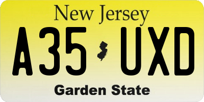 NJ license plate A35UXD