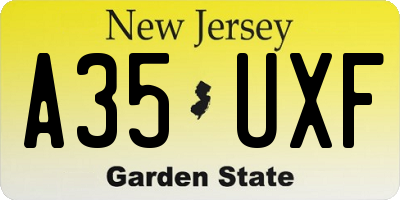 NJ license plate A35UXF