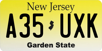 NJ license plate A35UXK