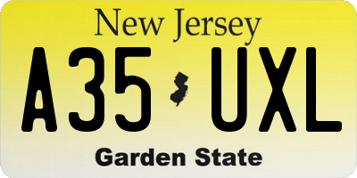NJ license plate A35UXL
