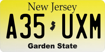 NJ license plate A35UXM