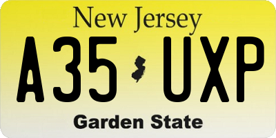 NJ license plate A35UXP