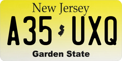 NJ license plate A35UXQ