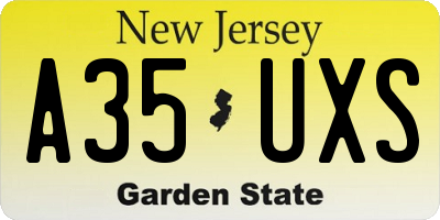 NJ license plate A35UXS