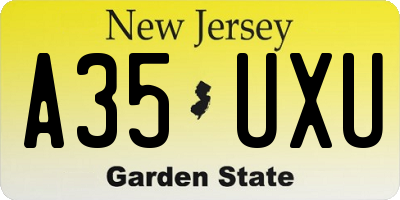 NJ license plate A35UXU