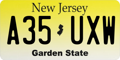 NJ license plate A35UXW