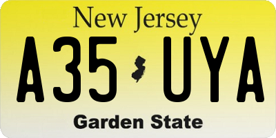 NJ license plate A35UYA