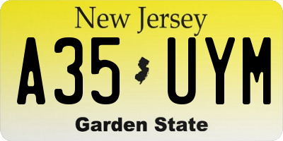 NJ license plate A35UYM