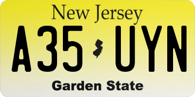 NJ license plate A35UYN