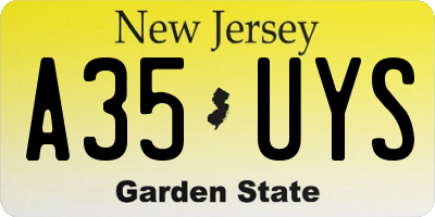 NJ license plate A35UYS