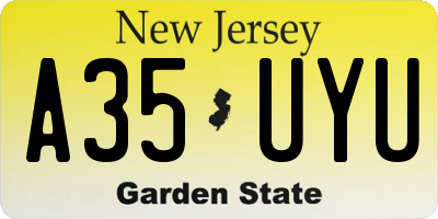 NJ license plate A35UYU