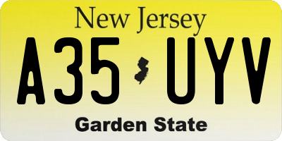 NJ license plate A35UYV