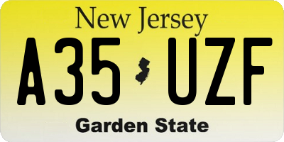 NJ license plate A35UZF