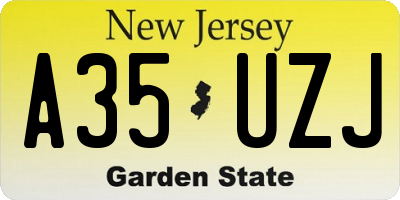 NJ license plate A35UZJ