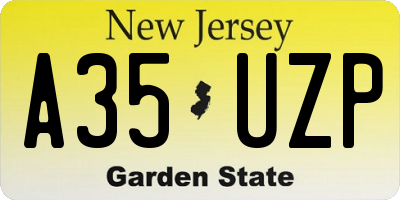 NJ license plate A35UZP