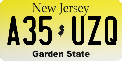 NJ license plate A35UZQ