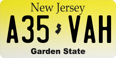 NJ license plate A35VAH