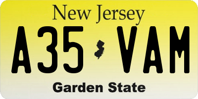 NJ license plate A35VAM