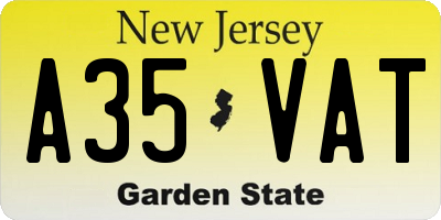 NJ license plate A35VAT