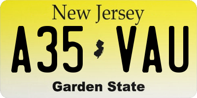NJ license plate A35VAU