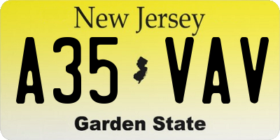 NJ license plate A35VAV