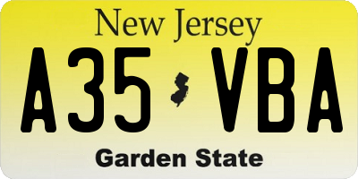 NJ license plate A35VBA
