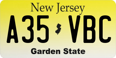 NJ license plate A35VBC