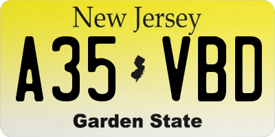 NJ license plate A35VBD