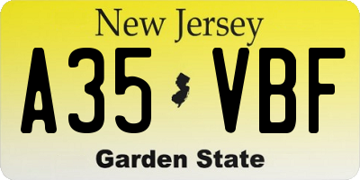 NJ license plate A35VBF