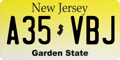 NJ license plate A35VBJ