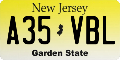 NJ license plate A35VBL