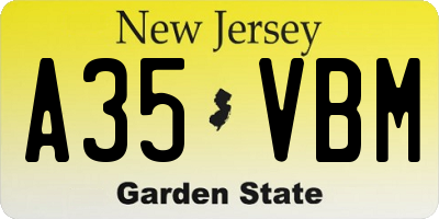 NJ license plate A35VBM