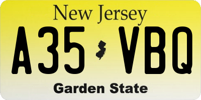 NJ license plate A35VBQ