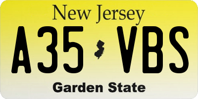 NJ license plate A35VBS