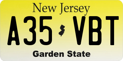 NJ license plate A35VBT