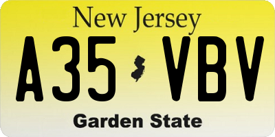 NJ license plate A35VBV