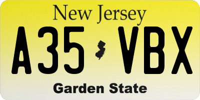 NJ license plate A35VBX